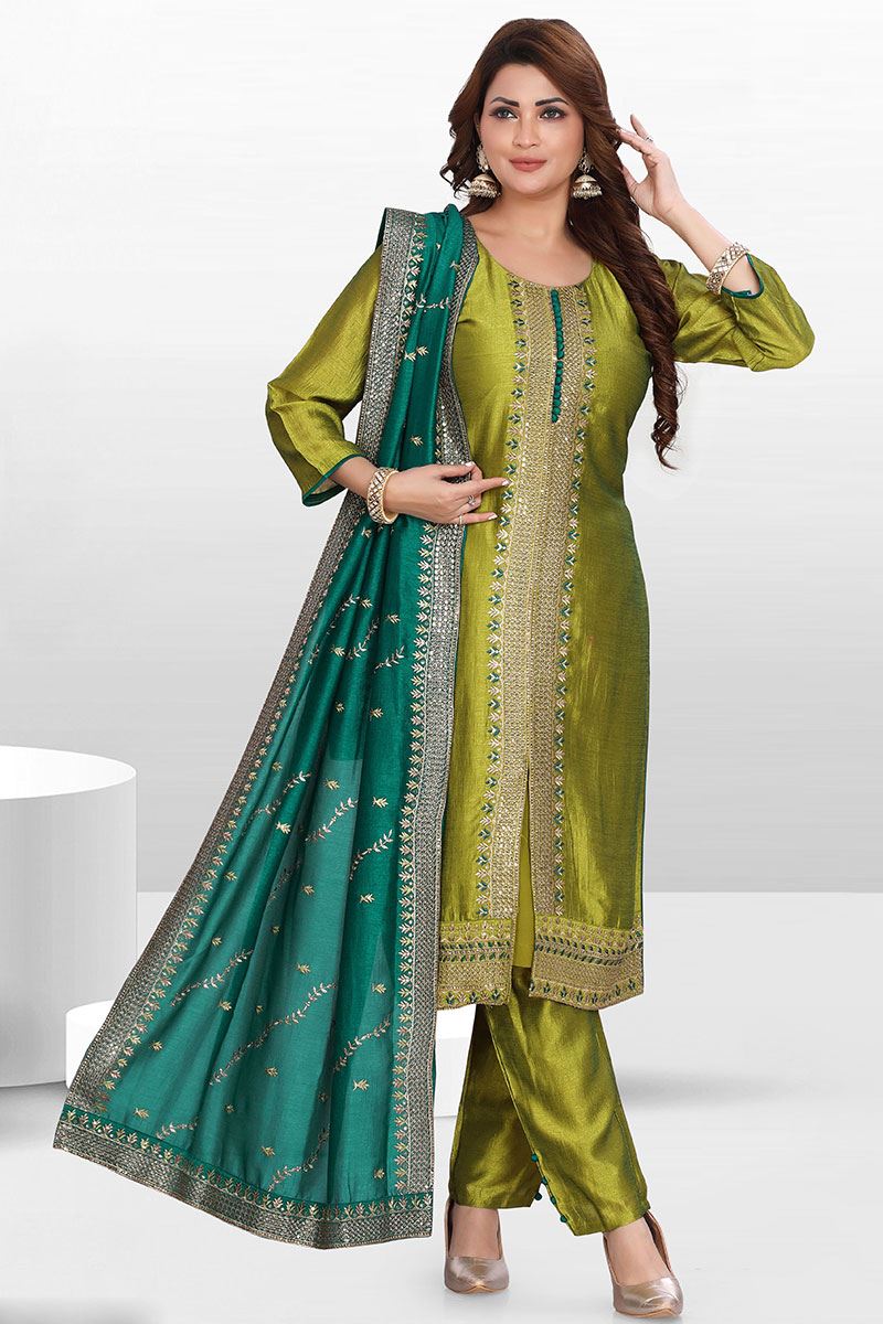 Stunning Green Colored Designer Suit