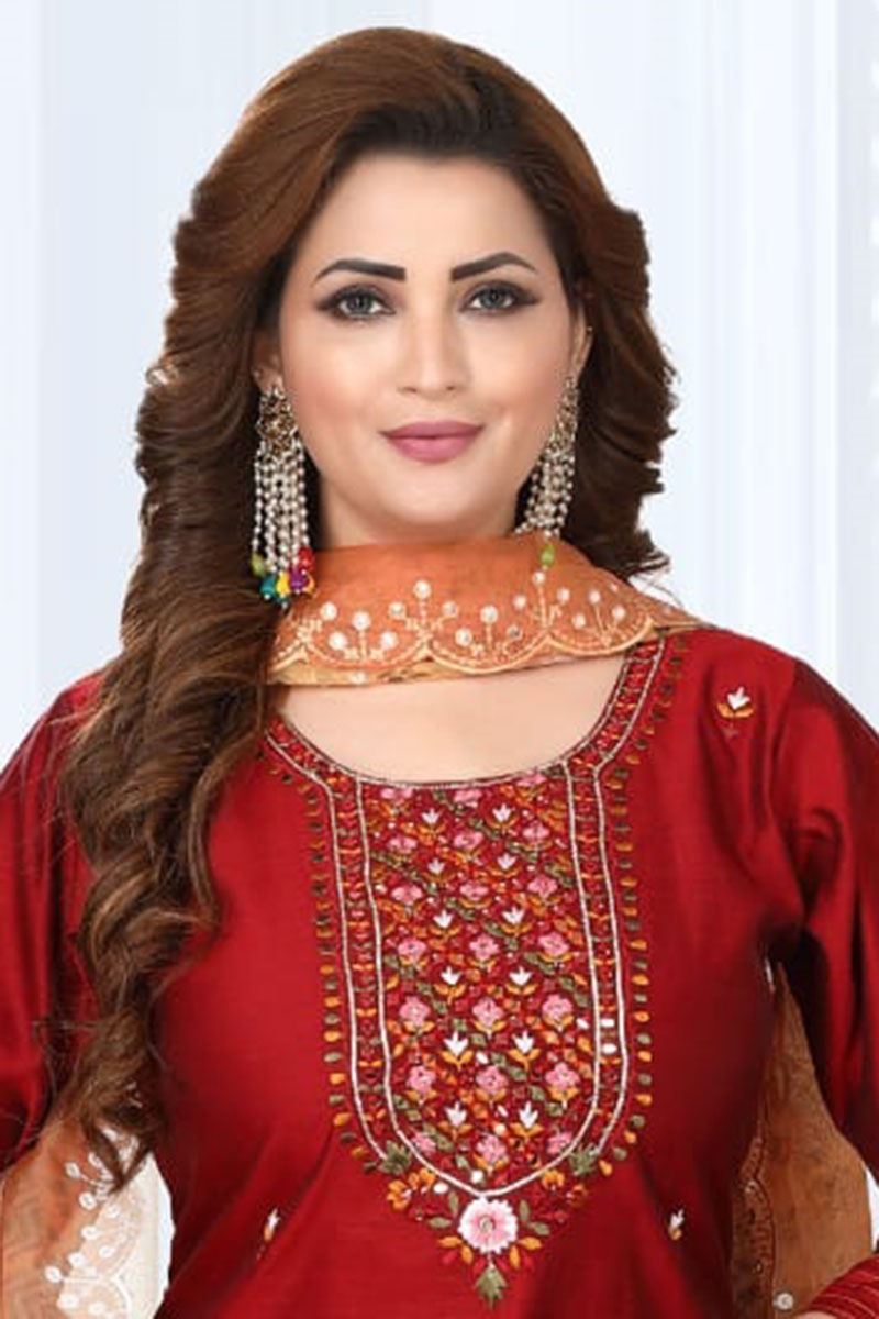 Astounding Red Colored Designer Suit