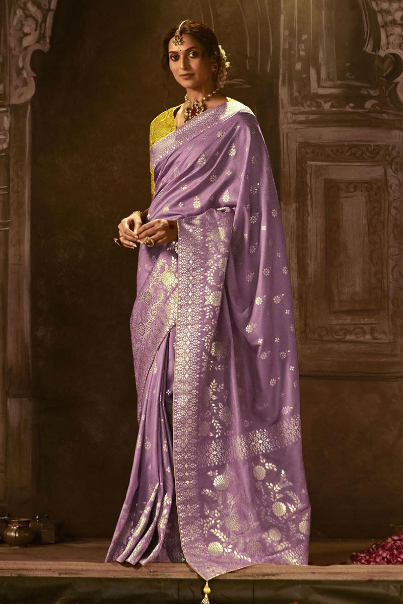 Gorgeous Lavender Colored Designer Saree