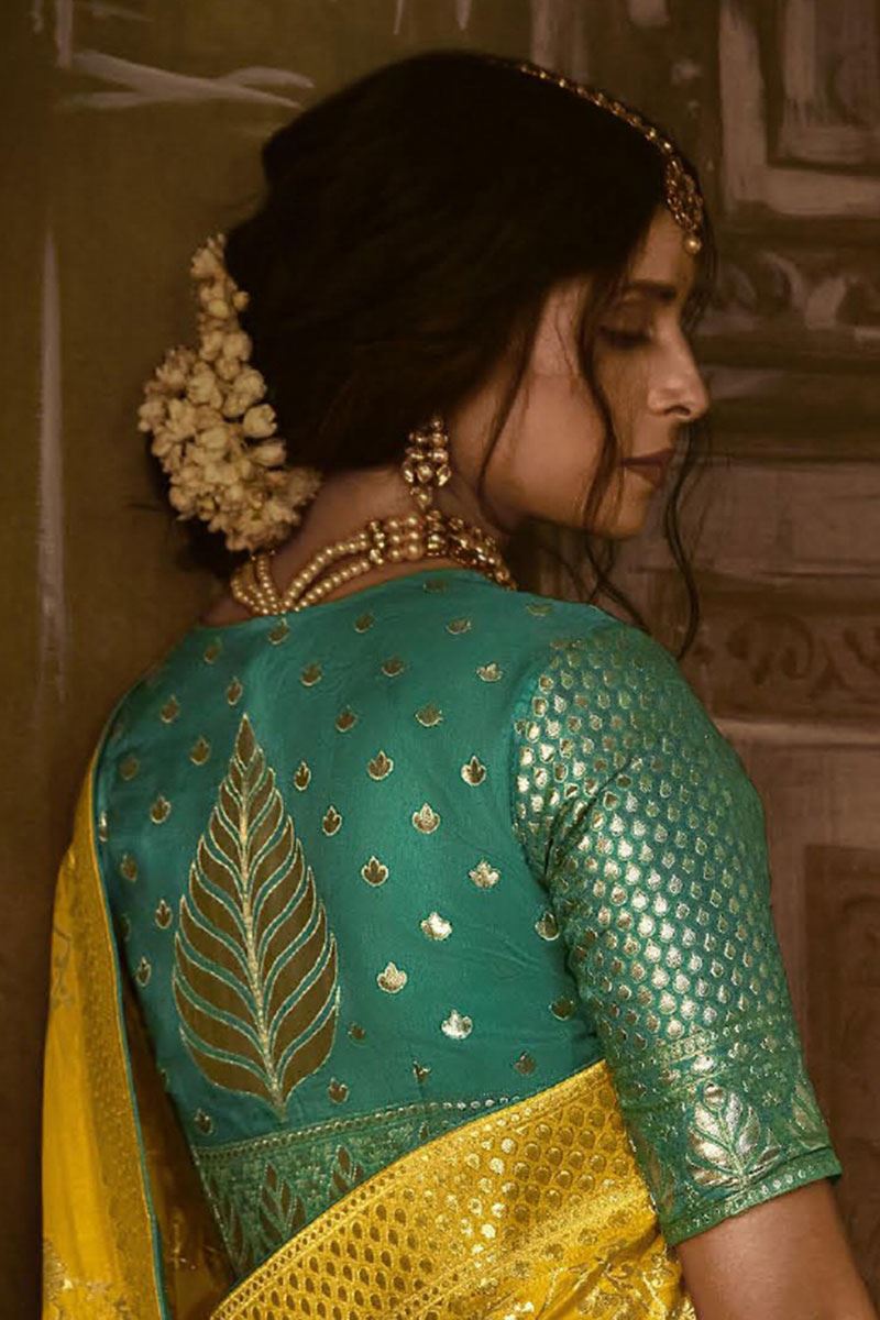 Trendy Yellow Colored Designer Saree