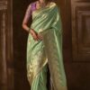 Marvelous Pista Green Colored Designer Saree