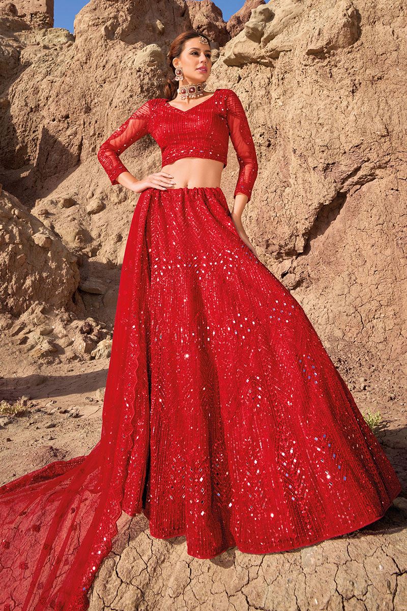 Royal Red Colored Designer Lehenga Choli
