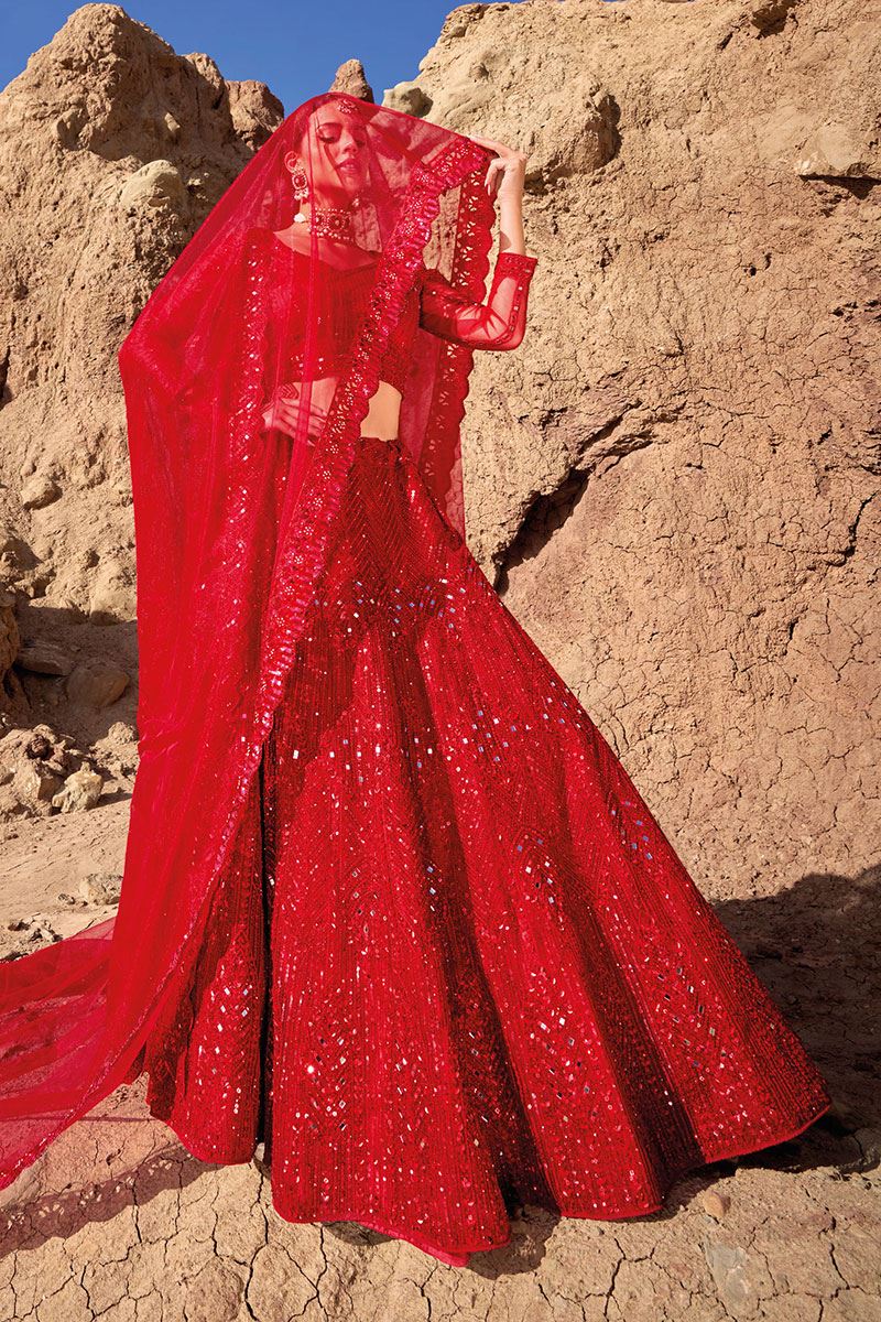 Royal Red Colored Designer Lehenga Choli