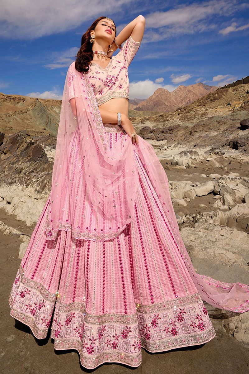 Fascinating Pink Colored Designer Lehenga Choli