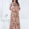 Striking Multi and Brown Colored Designer Readymade Long Kurti