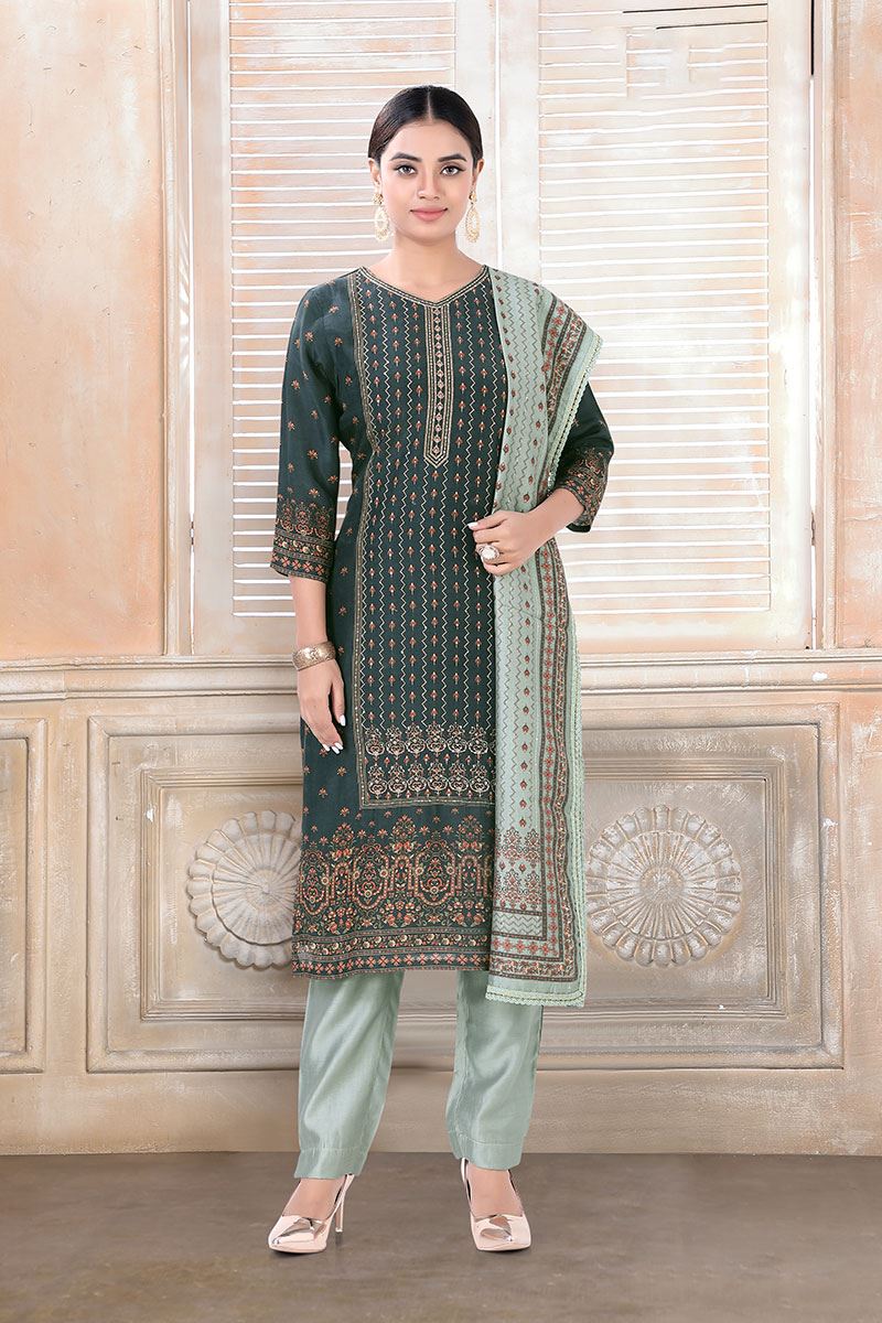 Glamorous Green Colored Designer Salwar Suit