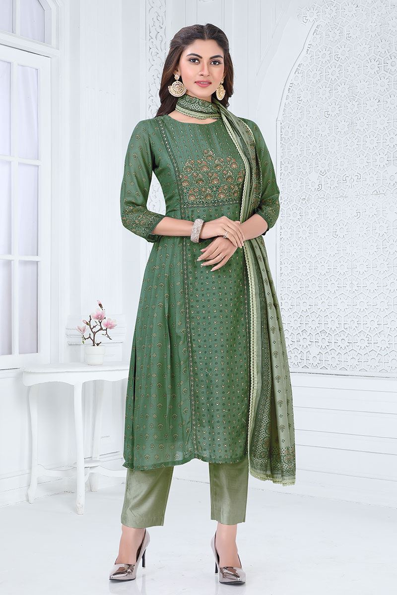 Artistic Green Colored Designer Salwar Suit