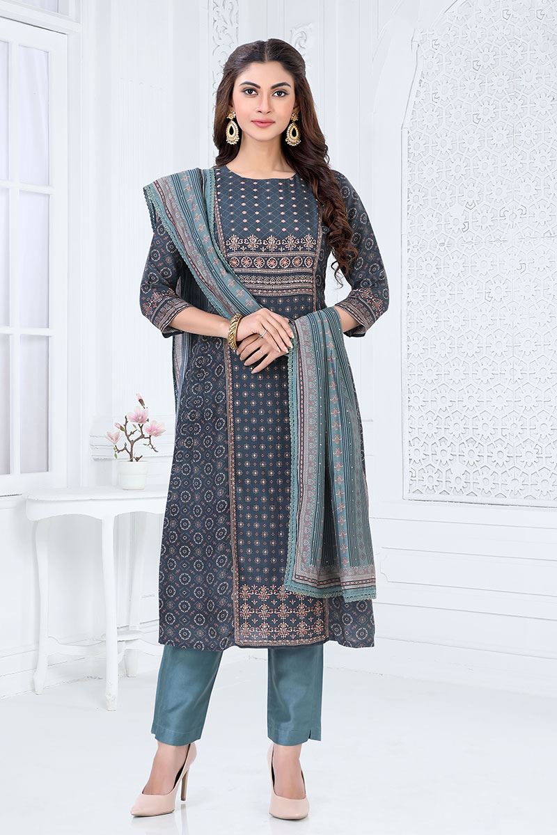 Magnificent Blue Colored Designer Salwar Suit