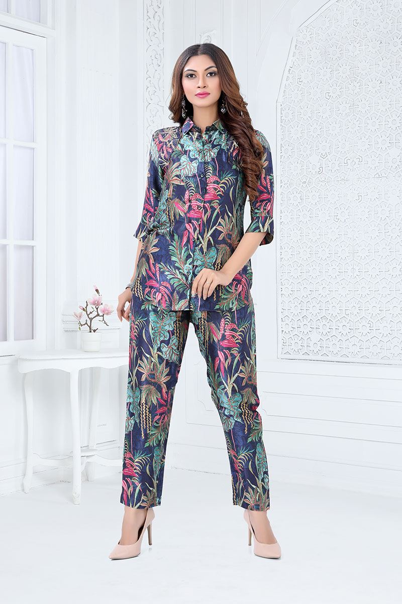 Dazzling Multi Colored Designer Readymade Co-ord Set