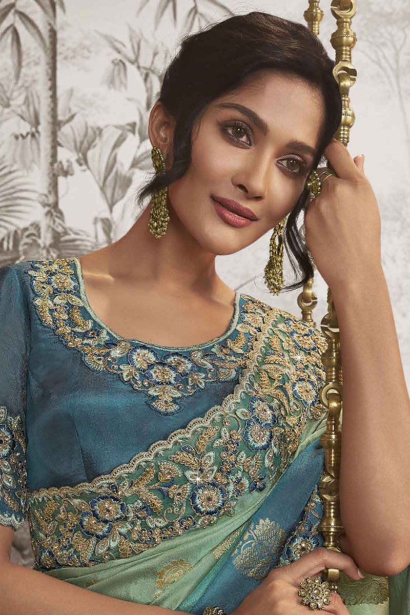 Enticing Multi Colored Designer Saree for Wedding