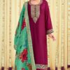 Irresistible Magenta Resham Work Ethnic Salwar Suit (Unstitched suit)