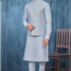 Amazing Blue Colored Designer Readymade Men’s Wear Kurta and Jacket Set for Wedding, Engagement, or Festive