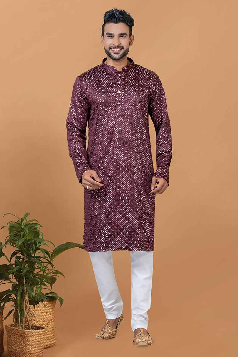Attractive Silk Designer Mens Kurta Set for Festive or Engagement