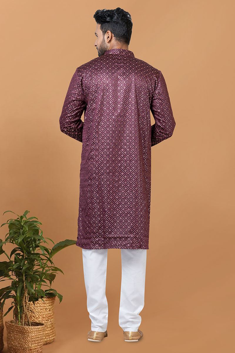 Attractive Silk Designer Mens Kurta Set for Festive or Engagement
