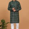 Appealing Green Mens Designer Kurta and Churidar Set for Festive or Mehendi