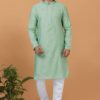 Amazing Pista Colored Mens Kurta and Churidar Set for Festive or Engagement