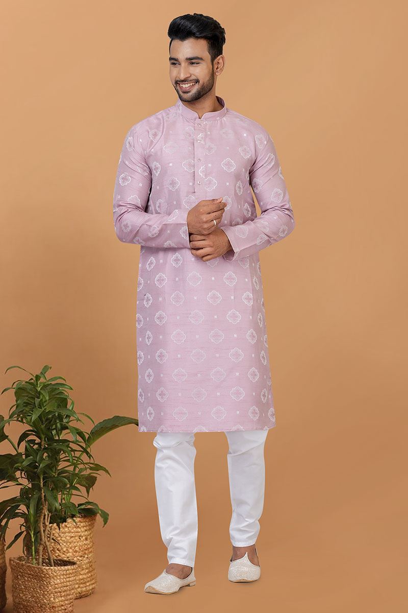 Spectacular Lavender Mens Designer Kurta Set for Sangeet or Engagement