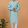 Artistic Sky Blue Mens Designer Kurta Set for Sangeet or Engagement