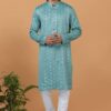 Classy Blue Mens Designer Kurta and Churidar Set for Festive or Engagement