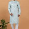 Appealing Sky Blue Mens Designer Kurta and Churidar Set for Festive or Engagement