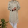 Classy Dull Green Mens Kurta and Churidar Set for Festive or Engagement