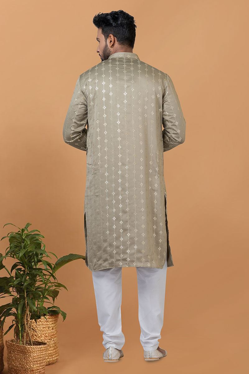 Classy Dull Green Mens Kurta and Churidar Set for Festive or Engagement
