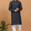 Exuberant Black Mens Designer Kurta and Churidar Set for Sangeet or Engagement