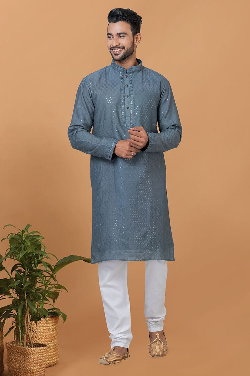 Enticing Mens Designer Kurta and Churidar Set for Festive or Engagement