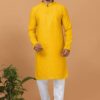 Vibrant Mustard Mens Designer Kurta and Churidar Set for Festive or Haldi