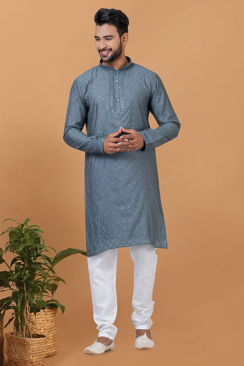 Royal Mens Designer Kurta and Churidar Set for Festive or Wedding