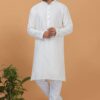 Splendid White Mens Designer Kurta and Churidar Set for Festive or Engagement