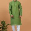 Spectacular Olive Green Mens Designer Kurta and Churidar Set for Festive or Mehendi