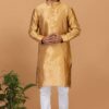 Charming Golden Mens Silk Designer Kurta Set for Wedding or Engagement