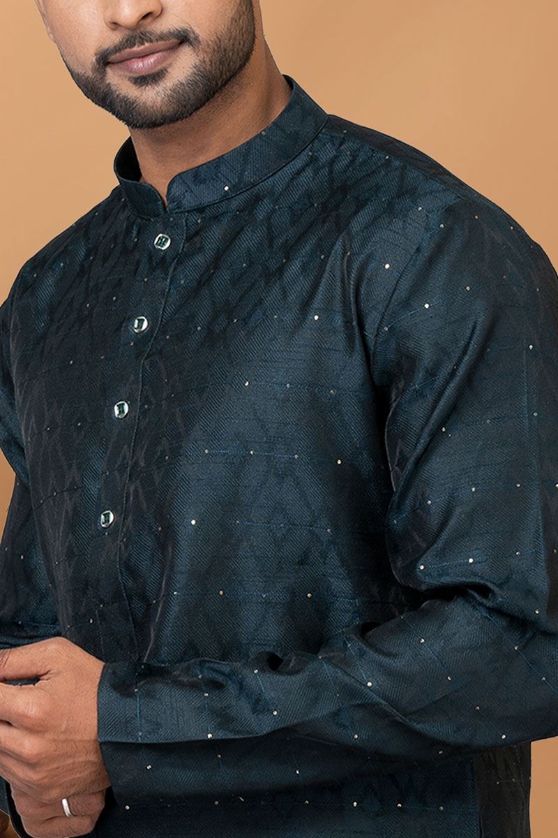 Exquisite Silk Mens Designer Kurta and Churidar Set for Festive or Sangeet