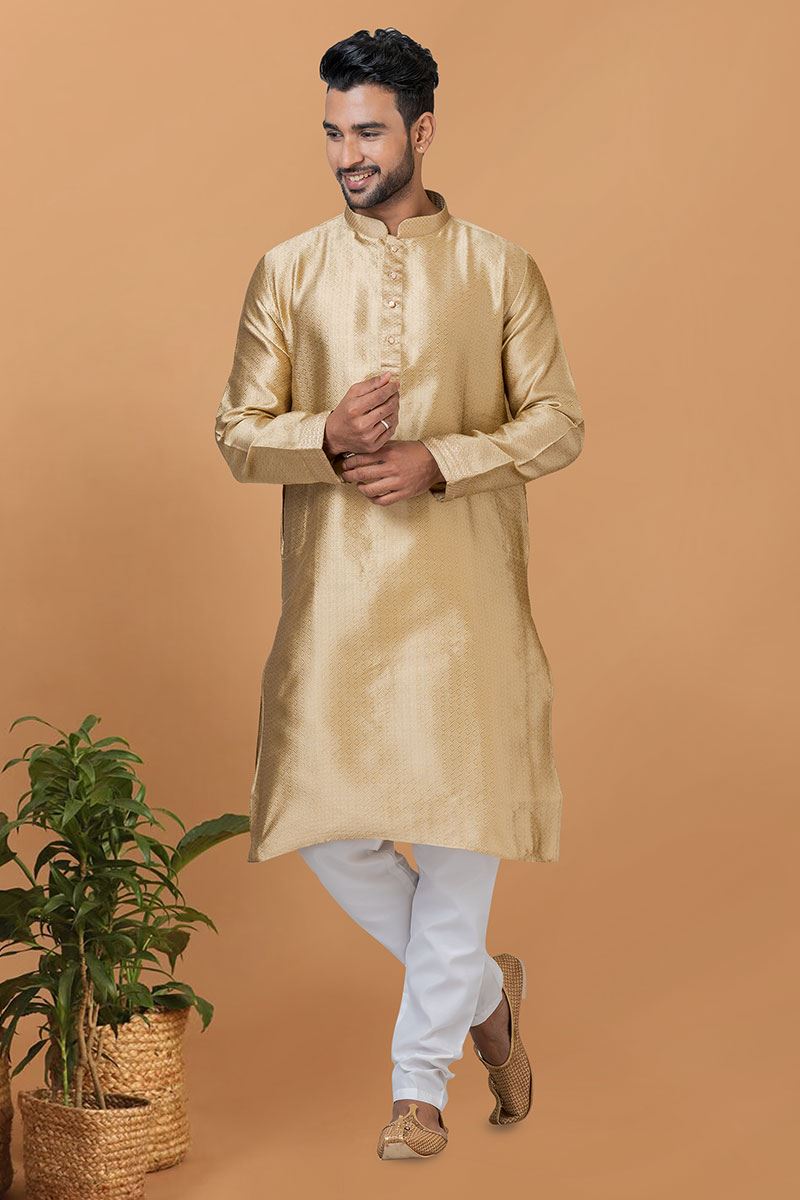 Artistic Silk Mens Designer Kurta and Churidar Set for Festive or Wedding