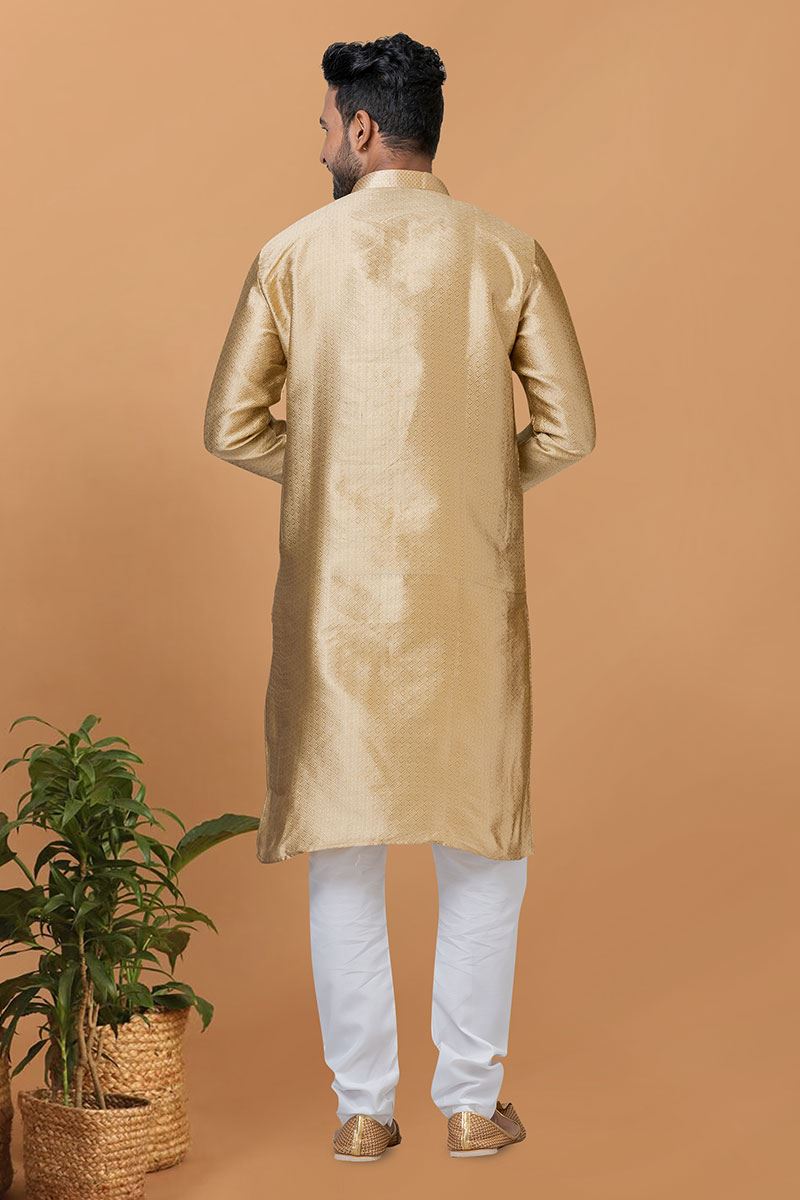 Artistic Silk Mens Designer Kurta and Churidar Set for Festive or Wedding