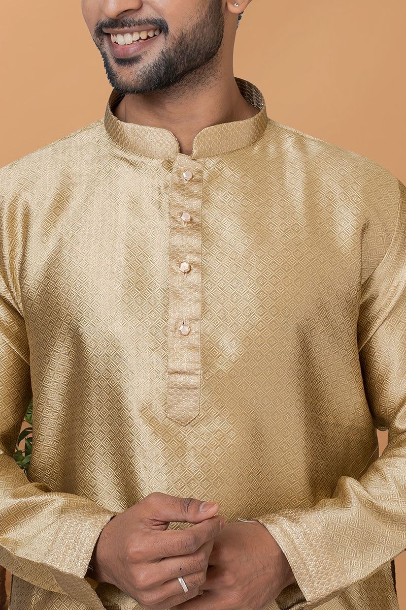 Artistic Silk Mens Designer Kurta and Churidar Set for Festive or Wedding