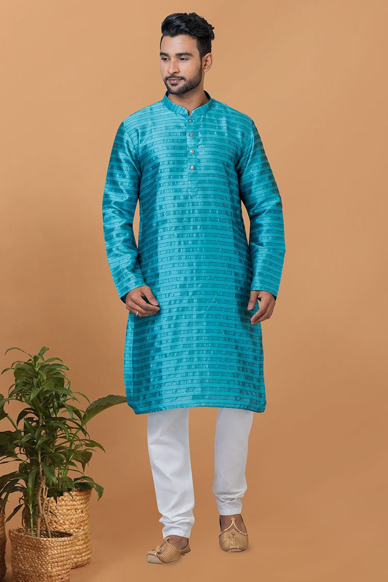 Splendid Mens Silk Designer Kurta Set for Festive or Sangeet