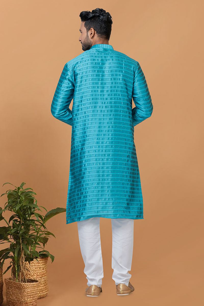Splendid Mens Silk Designer Kurta Set for Festive or Sangeet