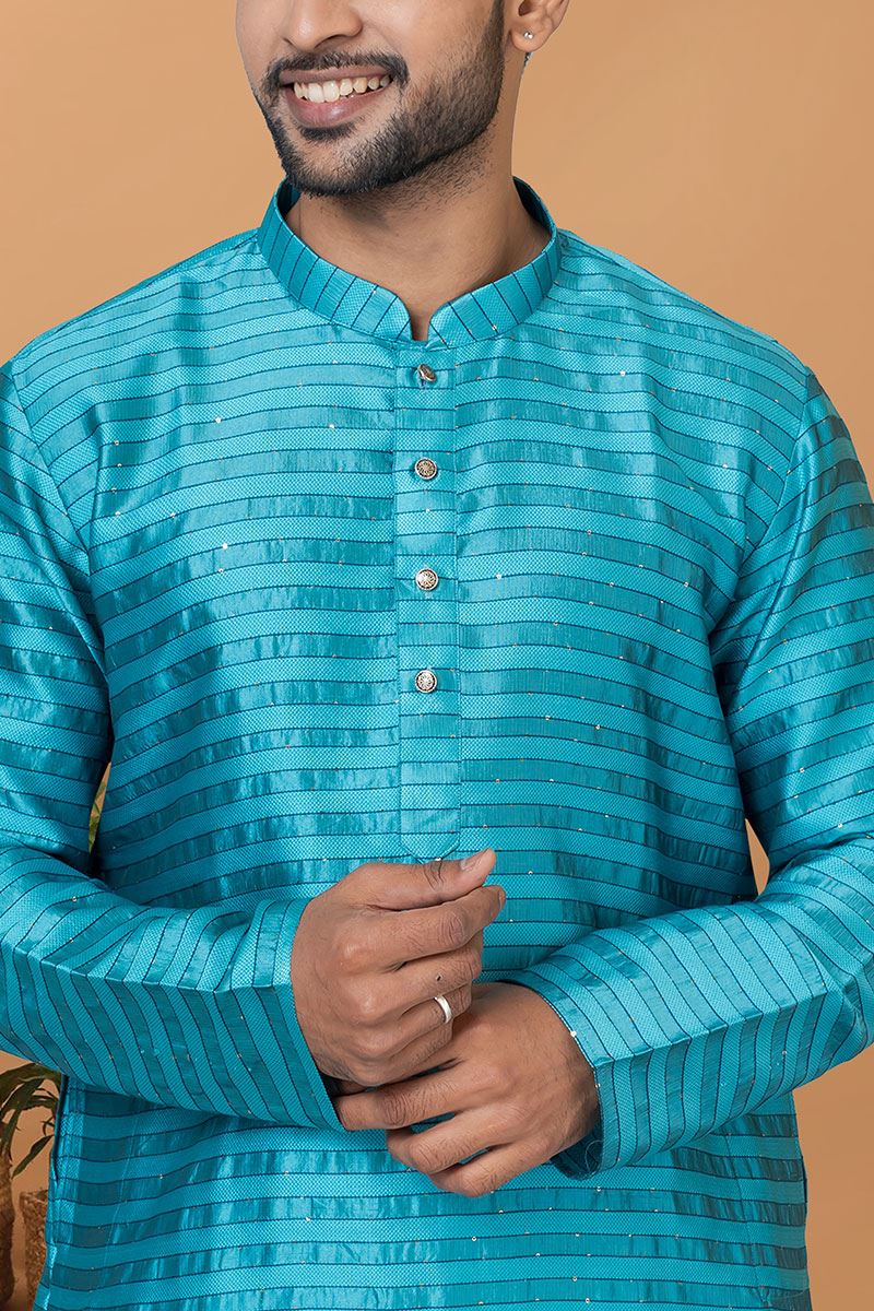 Splendid Mens Silk Designer Kurta Set for Festive or Sangeet