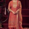 Delightful Orange Designer Salwar Suit for Festival and Party (Unstitched suit)