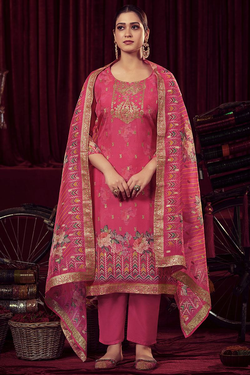Impressive Magenta Colored Designer Salwar Suit for Festival and Party (Unstitched suit)