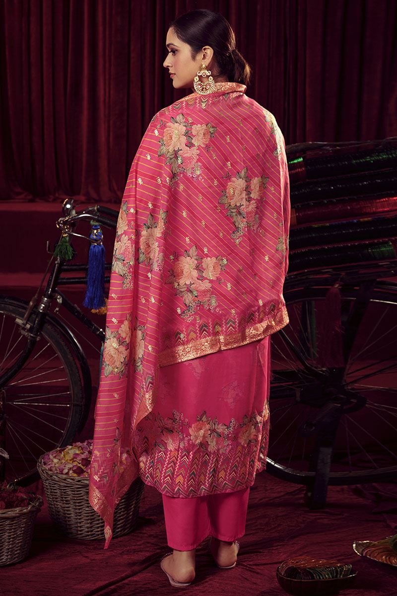 Impressive Magenta Colored Designer Salwar Suit for Festival and Party (Unstitched suit)