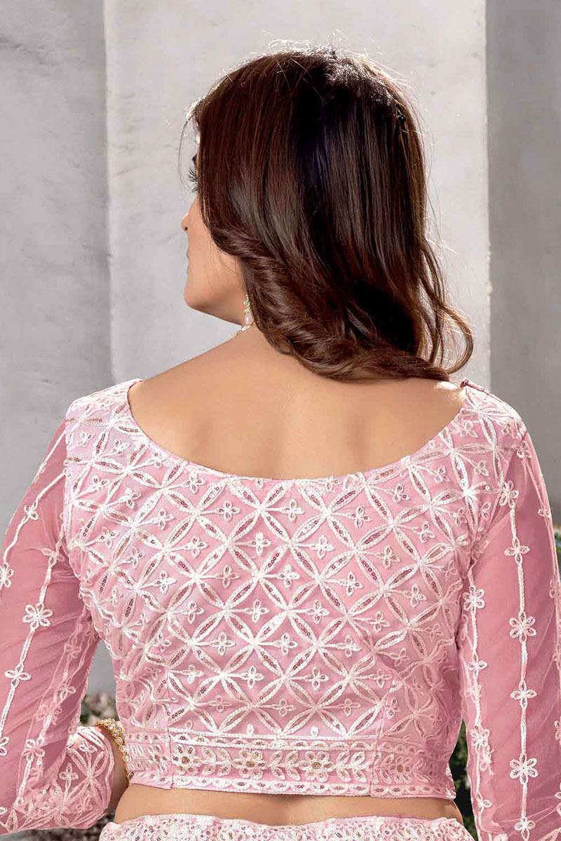 Vibrant Pink Net Designer Lehenga Choli for Sangeet or Engagement