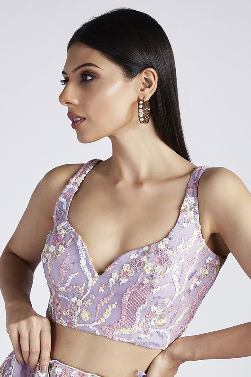 Dashing Mauve Designer Lehenga Choli for Engagement and Sangeet