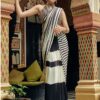 Artistic Black and White Designer Ready to Wear Saree for Sangeet, Reception and Party