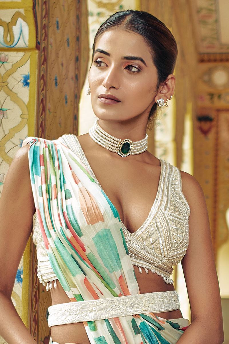 Delightful Designer Ready to Wear Saree for Engagement, Reception and Party