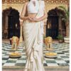 Graceful Cream Designer Ready to Wear Saree with Ruffles for Engagement, Reception and Party
