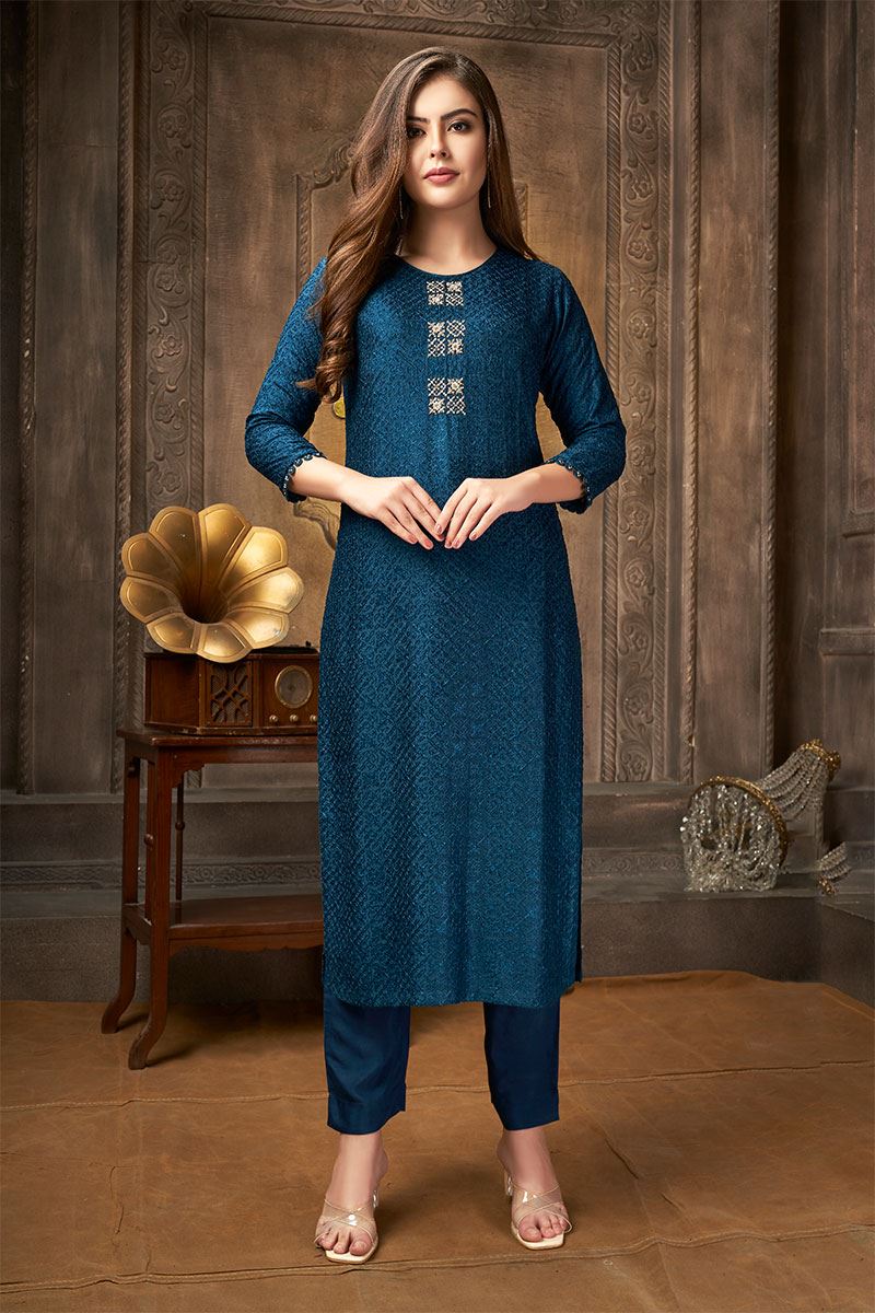 Spectacular Blue Designer Kurti for Party