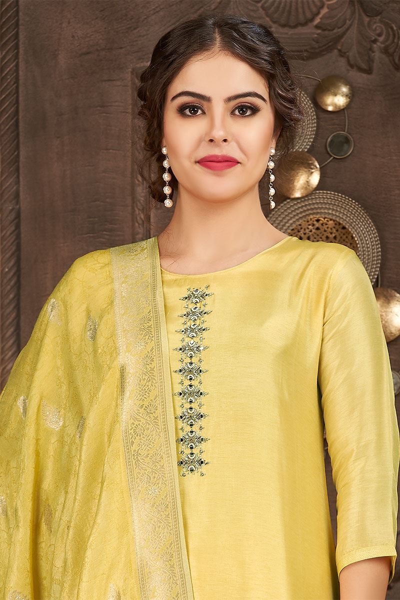 Charming Yellow Designer Straight-cut Salwar Suit for Haldi and  Festive occasions